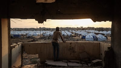 A displacement camp in Nuseirat, Gaza. AFP