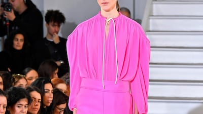 A look from the Maison Rabih Kayrouz spring / summer 2020 collection during Paris Haute Couture Fashion Week on January 20, 2020. Getty Images