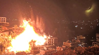 An image grab from AFPTV footage shows an Israeli strike on the village of Kfar Hatta in southern Lebanon on January 5, 2026. AFPTV / AFP