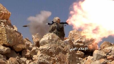 A handout picture made available by Hizbollah media office on July 23, 2017 shows Hizbollah members during a military operation against ISIL and Nusra Front in Juroud Arsal. EPA