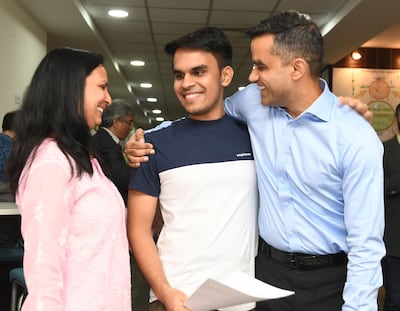 Saatvik Sharma of Gems Modern Academy celebrates his IB results. Photo: Gems