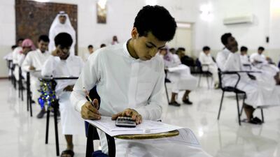 Saudi pupils sit for their final high school exams in the port city of Jeddah on May 24, 2015. AFP