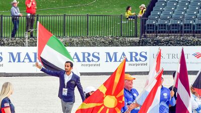 The UAE is represented during the opening ceremony of the FEI World Equestrian Games 2018 in North Carolina, US. Courtesy Dubai Media Office