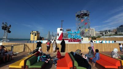 Visitors attend the final day of the week-long Mother of the Nation Festival in Abu Dhabi.