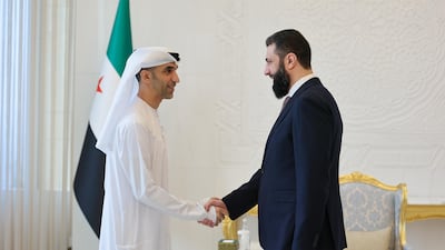 Minister of Foreign Trade Dr Thani Al Zeyoudi meets Syrian President Ahmad Al Shara in Damascus. X