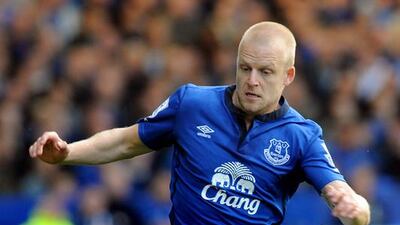Everton's Steven Naismith controls the ball during the English Premier League match against Arsenal at Goodison Park in Liverpool, England, on August 23, 2014. Rui Vieira / AP Photo