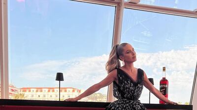 Maja Malnar chose this dramatic beaded black tulle gown with a full skirt. Photo: Rami Al Ali