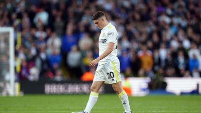 Leeds United's Daniel James leaves the pitch. PA