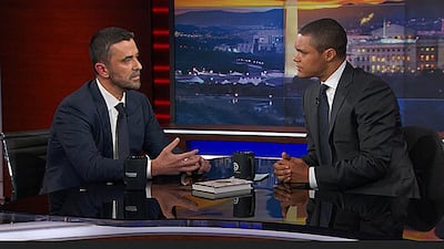 Screen grab of the UAE Ambassador to Russia, Saif Ghobash, speaking on the The Daily Show with Trevor Noah.