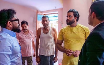 The Burjeel Holdings team visits the family of Mohammad Saqib in Uttar Pradesh. Photo: Burjeel Holdings