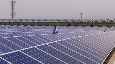 Solar panels installed on the roof of a Yamaha Motor plant at Surajpur in the Indian state of Uttar Pradesh. Bloomberg