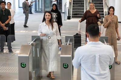 Automatic gates inside the new Etihad Rail passenger station in Fujairah. Antonie Robertson / The National