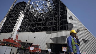 The skeleton of the Rain of Light mockup building. Silvia Razgova / The National