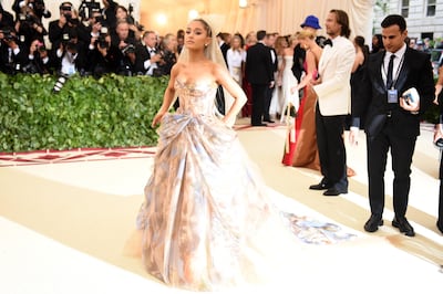 Ariana Grande at the Heavenly Bodies: Fashion & The Catholic Imagination Met Gala in 2018. Getty Images