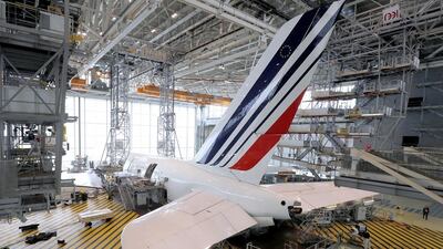 An Airbus A380 plane inside the Air France KLM maintenance hangar. Philippe Wojazer / Reuters