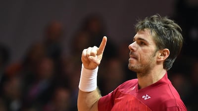 Stanislas Wawrinka put Switzerland up 1-0 in their Davis Cup final against France at the Stade Pierre Mauroy in Villeneuve-d'Ascq, northern France, on November 21, 2014 ... Philippe Huguen / AFP