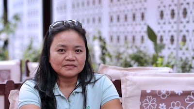Dubai resident Norma Senita, 40, from Tacloban City, Leyte, Philippines, is worried about her sister and cousins in Leyte province. Charles Crowell for The National