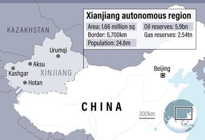 Xinjiang has a 5,700km border shared with eight countries. Ramon Penas / The National