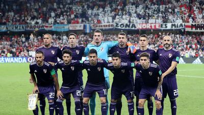 River Plate team before the game between River Plate and Al Ain in the Fifa Club World Cup at the Hazza Bin Zayed Stadium, Al Ain. All Photos by Chris Whiteoak / The National