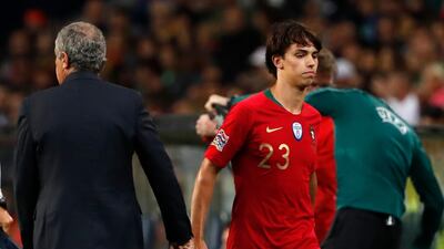 Portugal's Joao Felix leaves the field after he is substituted by Portugal's Goncalo Guedes during the UEFA Nations League semifinal. AP Photo