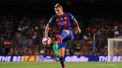 Barcelona’s French defender Lucas Digne controls the ball during the annual 51st Joan Gamper Trophy friendly football match between FC Barcelona and UC Sampdoria at the Camp Nou stadium in Barcelona on August 10, 2016. Josep Lago / AFP