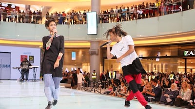 Willow and Jaden Smith perform at the Dubai Mall. Sarah Dea / The National