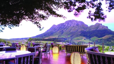 The deck of Delaire Graff restaurant in Stellenbosch, South Africa. Stellenbosch is one of two of the country’s emerging foodie regions situated just outside of Cape Town, which is also leading the culinary revolution. Courtesy Delaire Graff Estate