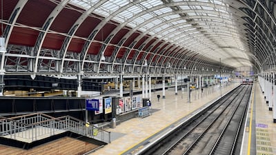 An empty platform at Paddington station in London, during a strike by members of the Aslef train drivers' union. PA