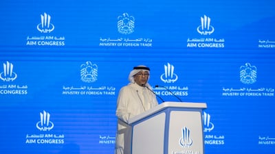 GCC Secretary General Jasem Al Budaiwi addresses AIM Congress in Dubai. Antonie Robertson / The National