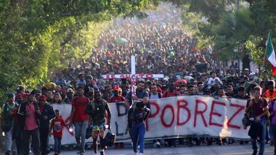 More than 10,000 migrants leave Tapachula in southern Mexico on Christmas Eve, bound for the US. Donald Trump has vowed to begin mass deportations should he win next year's election. EPA