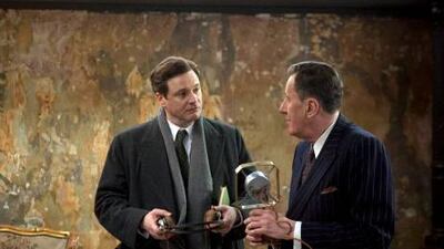 Geoffrey Rush and Colin Firth in Tom Hooper's film The King's Speech.