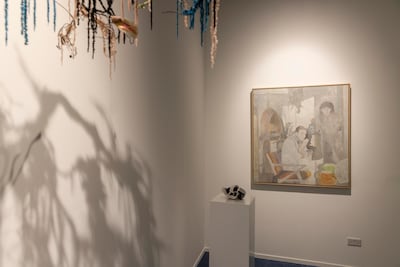 Kirill Makarov blends traditional painting with digital practices including VR, gaming engines and AI in works exploring how technology reshapes visual perception and contemporary life. Antonie Robertson / The National