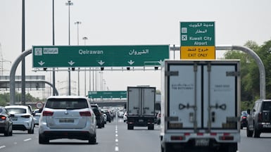 A busy motorway in Kuwait City on June 3, the day of the first Iranian attack on Kuwait. AFP