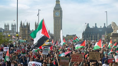 A coalition of organisations have held pro-Palestine marches through London since Israel responded to the October 7 attacks. Getty Images