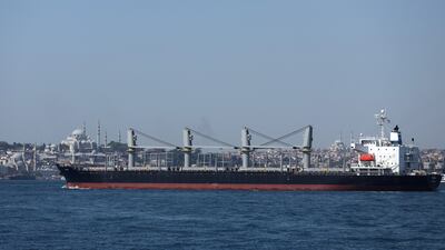 The Liberian-flagged bulk carrier Primus on the Bosphorus in Istanbul. EPA