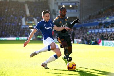Jonjoe Kenny, left, was impressive for Everton despite their 1-0 defeat at home to Leicester City on Tuesday. Clive Brunskill / Getty Images