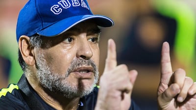 Maradona was a vocal presence throughout training, giving instructions through a translator. Christopher Pike / The National