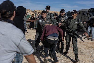 Israeli security personnel were sent in to demolish an illegal outpost south of Bethlehem. AFP