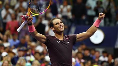 Rafael Nadal celebrates his win against Richard Gasquet after during their third round match at the US Open. Getty