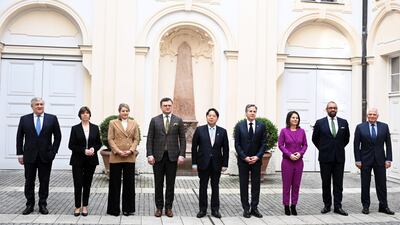 The G7 ministers for foreign affairs meeting on the sidelines of the Munich Security Conference. EPA
