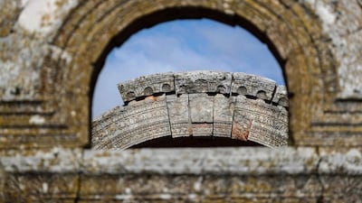 An adorned arc at the 5th-century basilica. AFP