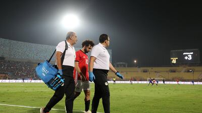 Egypt's Mohamed Salah leaves the field injured during the 4-1 Africa Cup of Nations win over eSwatini at the Al Salam Stadium, Cairo. Reuters