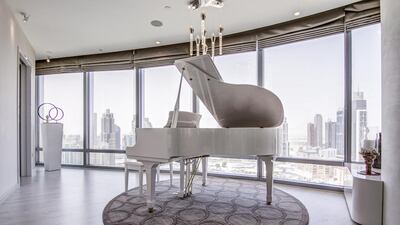 A piano in the apartment in the Burj Khalifa. Courtesy of Luxhabitat