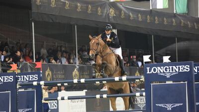Abdullah Al Marri atop Sama Dubai during the Al Shira'aa Grand Prix at Al Forsan International Sports Resort in Abu Dhabi. Courtesy UAEERF