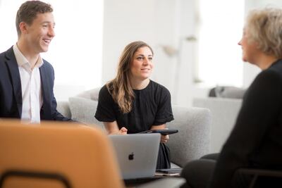 Rebecca Siciliano, managing director of Tiger Recruitment (centre). Ms Siciliano says UK employers will need much more detailed information about the legalities, tax and payroll implications of employing someone who lives in Dubai under the new programme. Courtesy Tiger Recruitment