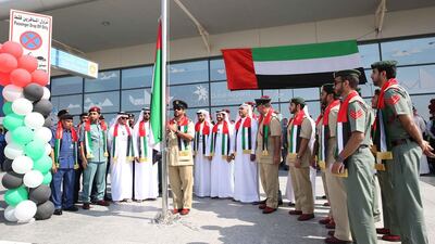 Dubai International (DXB) and Dubai World Central (DWC) came together on Thursday to celebrate Flag Day by raising the UAE national flag. Sheikh Ahmed bin Saeed, Chairman of Dubai Airports, raised the UAE national flag at DXB Terminal 3, while a flag hoisting ceremony was also conducted at DWC. Courtesy Dubai Airports