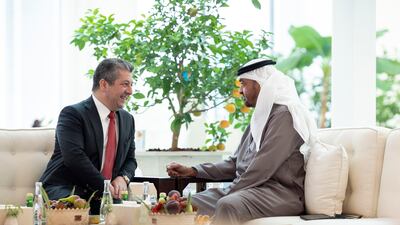 Sheikh Mohamed and Mr Barzani at Qasr Al Shati