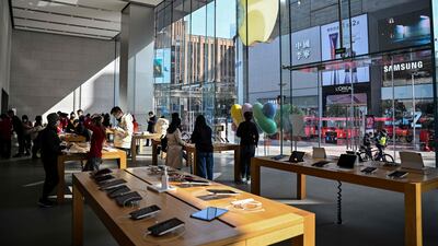 An Apple store in Shanghai. China's Covid-19 restrictions affected the production of iPhones last year. AFP