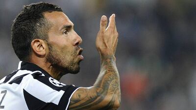 Juventus' Carlos Tevez celebrates after scoring against Malmo during their Champions League match last Tuesday. Giorgio Perottino / Reuters / September 16, 2014