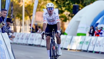 Brandon McNulty during the race in Valencia. Sprint Cycling Agency